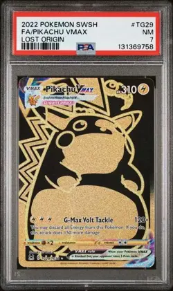 2022 POKEMON SWORD & SHIELD LOST ORIGIN #TG29 FULL ART/PIKACHU VMAX PSA 7 - Image 1