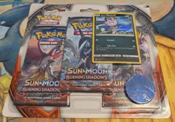 Pokemon TCG: Sun & Moon Burning Shadows 3 Booster Pack Blister Meowth - Sealed - Image 1