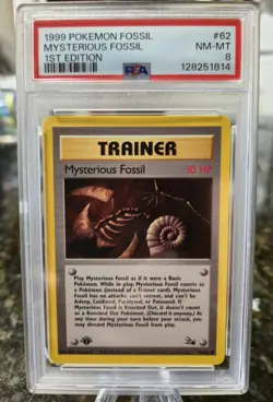 Mysterious Fossil 62/62 - PSA 8 - 1999 Fossil 1st Edition - Pokemon TCG - Common - Image 1