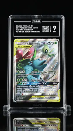 2019 POKEMON SM BLACK STAR PROMO #SM167 FULL ART/CELEBI & VENUSAUR GX PSA 9 - Image 3