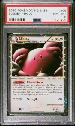 2010 POKEMON HEARTGOLD & SOULSILVER #106 BLISSEY PSA 8 - Image 1