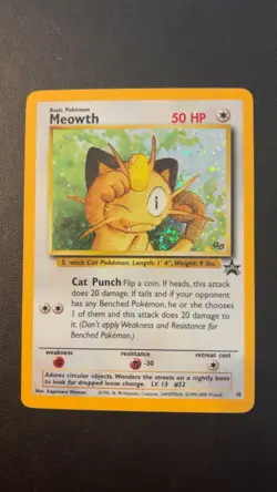 Pokemon TCG Meowth 10 Promo Holo Rare Black Star Promo GameBoy Color Promo WOTC - Image 1