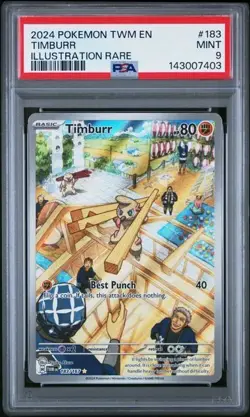 2024 POKEMON TWM EN-TWILIGHT MASQUERADE 183 TIMBURR ILLUSTRATION RARE PSA 9 - Image 1