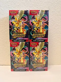 Lot Of 4 - Pokemon TCG Mega Evolution Ascended Heroes Booster Bundle - SEALED - Image 1