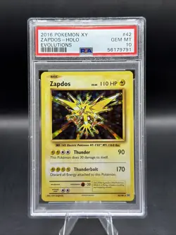 Pokemon TCG Zapdos 42/108 Evolutions Holo Rare Holo PSA 10 English - Image 1