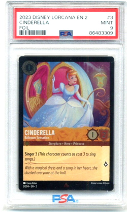 2023 Disney Lorcana Rise of the Floodborn Cinderella 3/204 Foil PSA 9 - Image 1