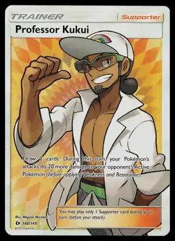 Pokemon Card - Professor Kukui Sun & Moon Base Set 148/149 Ultra Rare - Image 1