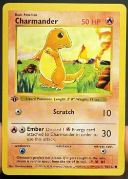 CHARMANDER Pokemon Card - WOTC - 1st Edition - Base Set - Shadowless - 46/102 - Image 1