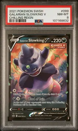 2021 Pokemon Chilling Reign # 099 Galarian Slowking V PSA 8 Card NM-MT Free Ship - Image 1