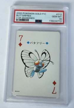 2000 Japanese Pokemon Butterfree Seven of Diamonds Gold Playing Card PSA 10 Gem - Image 1