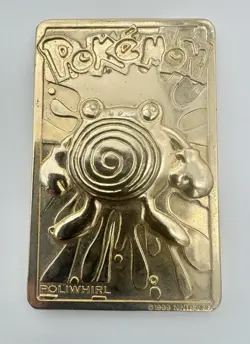 Pokemon 1999 Burger King Promo 23k Gold Plated Trading Card #61 POLIWHIRL - Image 1
