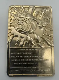 Pokemon 1999 Burger King Promo 23k Gold Plated Trading Card #61 POLIWHIRL - Image 2