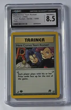 CGC 8.5 Here Comes Team Rocket! Team Rocket 1st Edition 15/82 Holo Pokemon Card - Image 1