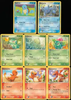 Vintage Pokemon TCG Lot - Fire Red & Leaf Green Starter lot - 8 Card lot - Image 1
