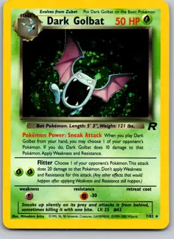 DARK GOLBAT 7/82 TR TEAM ROCKET UNLIMITED HOLO POKEMON CARD TCG DMG 2000 HOLO - Image 2