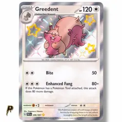 Greedent 206/091 - 2024 Paldean Fates Baby Shiny Ultra Rare Pokemon Card M/NM - Image 1