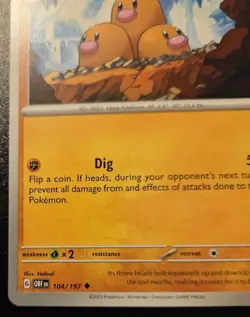 Dugtrio 104/197 Uncommon Scarlet & Violet: Obsidian Flames Pokemon TCG - Image 4
