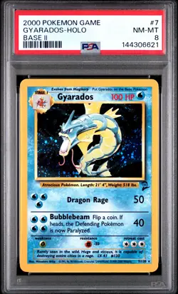 2000 POKEMON BASE SET 2 #7 GYARADOS-HOLO PSA 8 - Image 1
