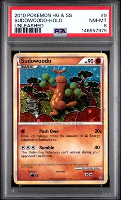 2010 POKEMON HEARTGOLD & SOULSILVER UNLEASHED #9 SUDOWOODO-HOLO PSA 8 - Image 1