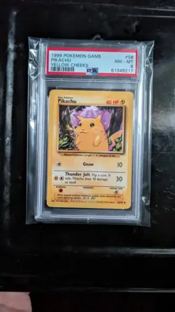 PSA 8 NM - MINT 1999 BASE SET POKEMON PIKACHU YELLOW CHEEKS 58/102 #58 GRADED - Image 3