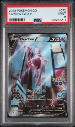 PSA 9 - Pokemon TCG - Mewtwo V (Alt Art) - 072/078 - Pokemon GO - Ultra Rare - Image 1