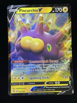 Pinchurchin V 072/192 Ultra Rare Pokemon 2020 Rebel Clash NM/M - Image 1