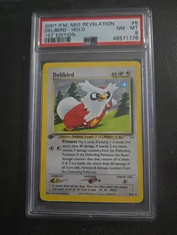 2001 POKEMON NEO REVELATION 1ST ED #5 DELIBIRD-HOLO PSA 8 - Image 1