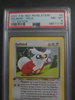 2001 POKEMON NEO REVELATION 1ST ED #5 DELIBIRD-HOLO PSA 8 - Image 2