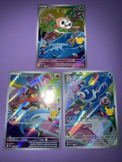 Pokemon First Partner Series 1 Promo Set 043 044 045 Rowlet Litten Popplio - Image 1
