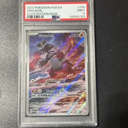 PSA 9 Groudon Illustration Rare #199 2023 Pokemon Paradox Rift 127011866 - Image 1