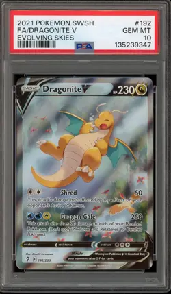 Pokemon Dragonite V Evolving Skies Full Alt Art #192 PSA 10 Gem Mint - Image 1