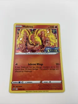 Moltres SWSH185 Stamped Brilliant Stars Pokemon Card TCG NM Black Star Promo - Image 1
