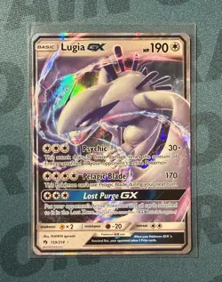 Pokemon TCG Lugia GX 159/214 Sun & Moon Lost Thunder Ultra Rare LP - Image 1