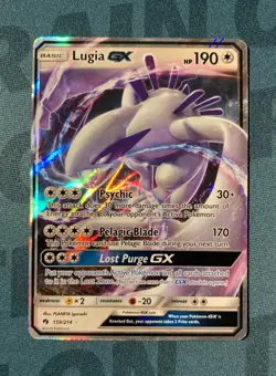 Pokemon TCG Lugia GX 159/214 Sun & Moon Lost Thunder Ultra Rare LP - Image 3