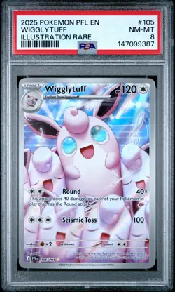 2025 POKEMON PFL EN-PHANTASMAL FLAMES ILLUSTRATION RARE #105 WIGGLYTUFF PSA 8 - Image 1