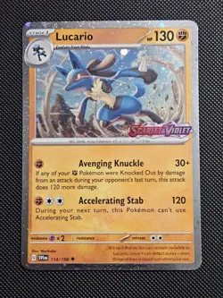 LUCARIO (SCARLET & VIOLET STAMP) 114/198 HOLO POKEMON NM - Image 1