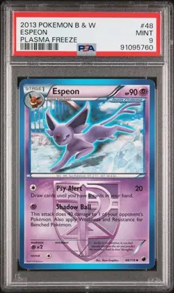 PSA 9 Espeon 2013 POP 6 Pokemon Black & White Plasma Freeze #48 - Image 1
