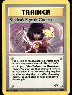 Sabrina's Psychic Control 121/132 Uncommon Gym Challenge Pokemon TCG - LP - Image 1