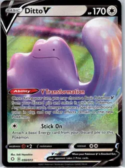 Pokemon TCG Ditto V 50/72 Shining Fates Holo NM - Image 1