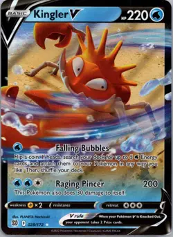 Pokemon TCG Kingler V 028/172 Brilliant Stars Holo NM - Image 1