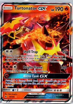 Pokemon TCG Turtonator GX 18/145 Guardians Rising Holo NM - Image 1