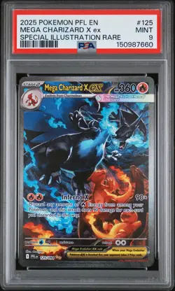 2025 POKEMON PFL EN-PHANTASMAL FLAMES #125 MEGA CHARIZARD X EX PSA 9 - Image 1