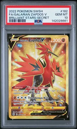 2022 POKEMON SWORD & SHIELD BRILLIANT STARS FULL ART/GALARIAN ZAPDOS V PSA 10 - Image 1