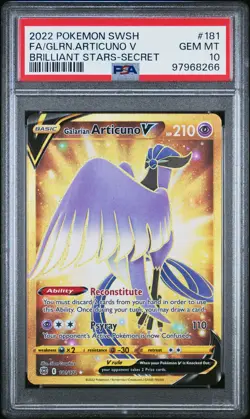 2022 POKEMON SWORD & SHIELD BRILLIANT STARS FULL ART/GALARIAN ARTICUNO V PSA 10 - Image 1