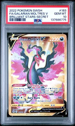 2022 POKEMON SWORD & SHIELD BRILLIANT STARS FULL ART/GALARIAN MOLTRES V PSA 10 - Image 1