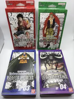 One Piece TCG starter deck lot 1-4; ST-01, ST-02, ST-03, ST-04 Luffy Crocodile - Image 1