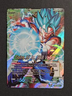 Going All In SSB Vegito BT3-055 Leader Foil Dragon Ball Super Card Game NM - Image 1