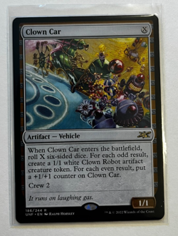 MTG – Unfinity – Clown Car – Rare 0186 plus 4 Clown Robot Tokens - Image 2