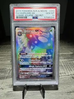 Pokemon Vileplume GX 250/236 Secret SM Cosmic Eclipse PSA 10 GEM MINT - Image 1