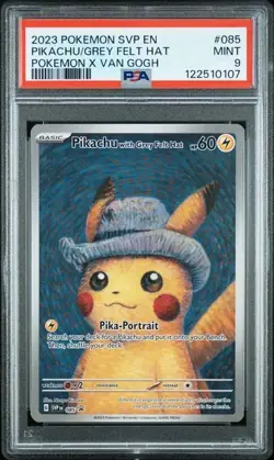 2023 POKEMON SVP EN-SV BLACK STAR PROMO #085 PIKACHU WITH GREY FELT HAT PSA 9 # - Image 1
